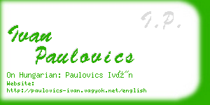 ivan paulovics business card